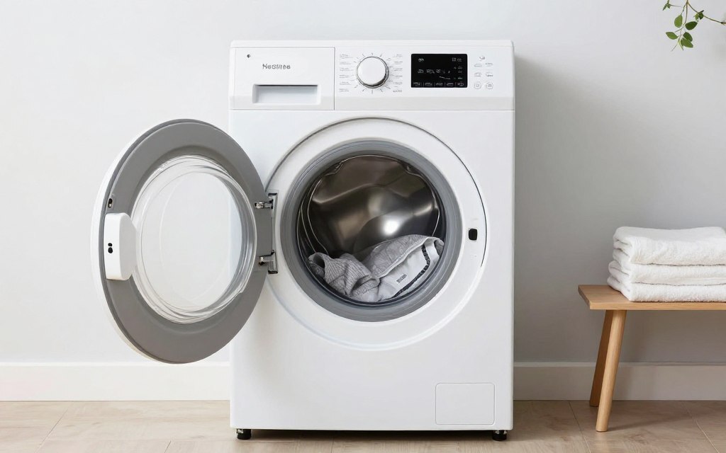 مجموعة من أفضل غسالات الملابس الحديثة (تحميل أمامي وعلوى) في منزل عصري بالمملكة العربية السعودية.