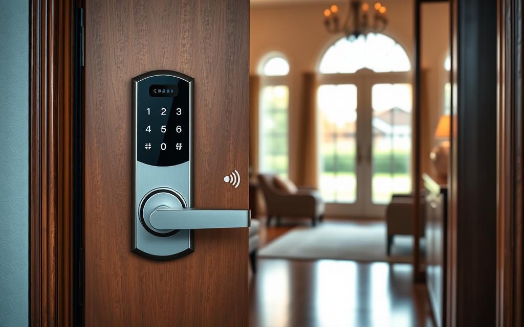 قفل باب ذكي عصري بتقنية البصمة والتحكم عن بعد لأمان المنزل في السعودية