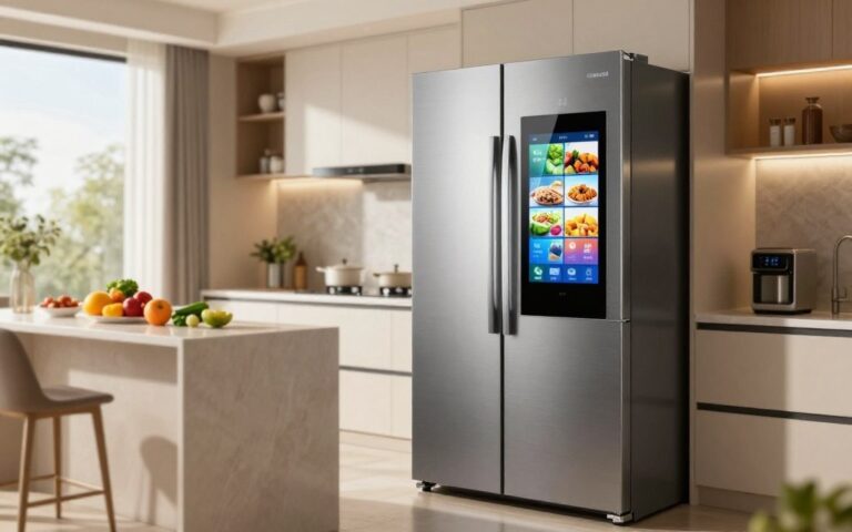 ثلاجة ذكية موديل عام 2026 بتصميم عصري وتقنيات توفير الطاقة في المطبخ السعودي