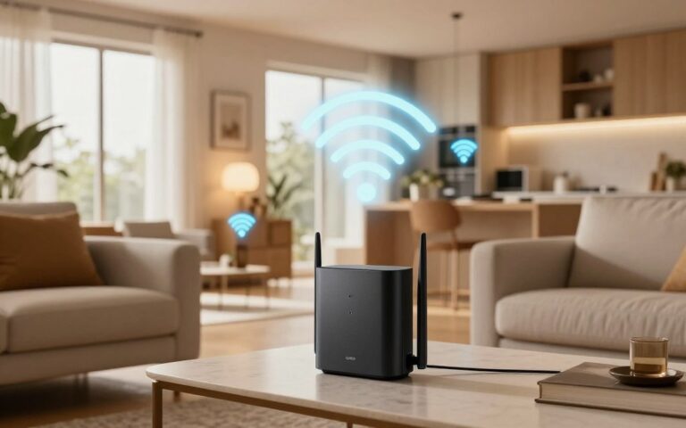 توزيع شبكة Mesh WiFi في منزل ذكي للقضاء على المناطق الميتة وضعف الإشارة.